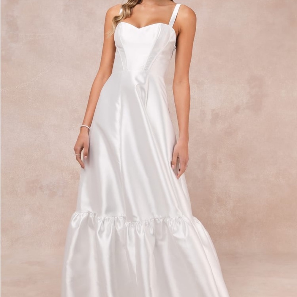 Elegant White Satin Gown